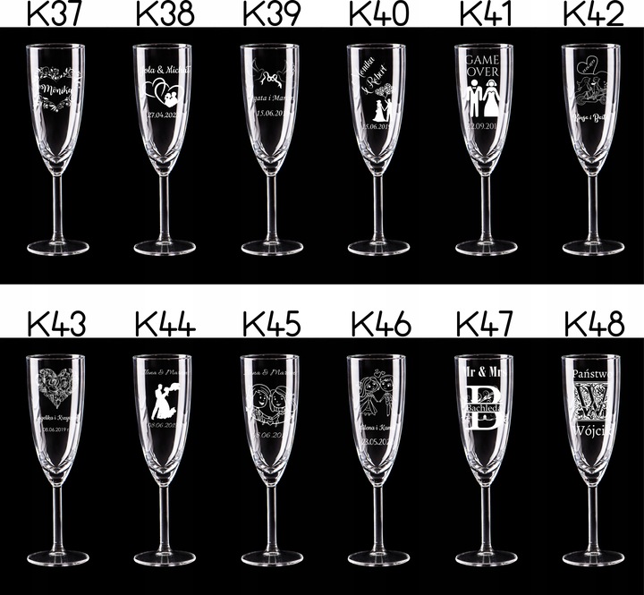 KIELISZKI DO SZAMPANA Z GRAWEREM ŚLUB PREZENT 2szt