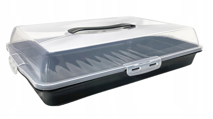 Pojemnik na ciasto 45cm wypieki pudełko box do przenoszenia uchwyt pokrywa