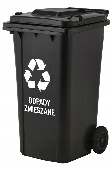 Pojemnik na Śmieci 120l Kosz Odpady Kubeł do Segregacji Mocny Czarny