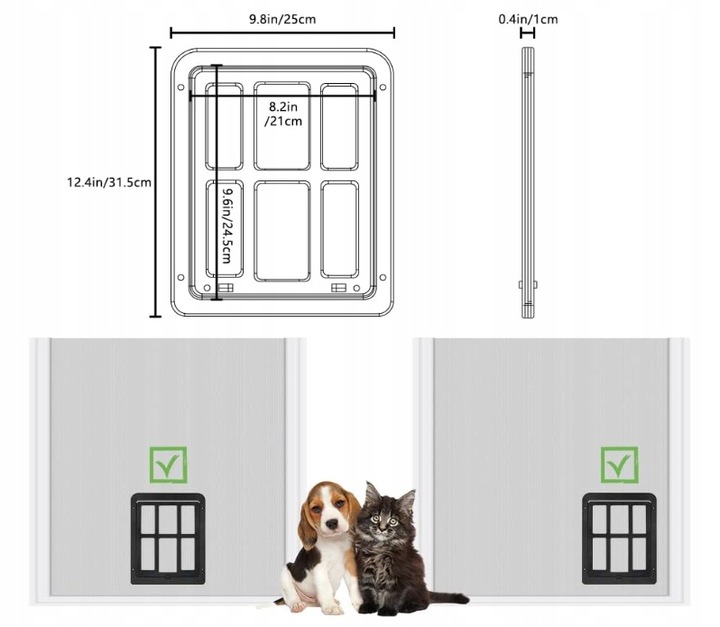 KLAPKA DO DRZWI MOSKITIERY DLA KOTA PSA OTWÓR WEJŚCIE DRZWICZKI KLAPA SZARA