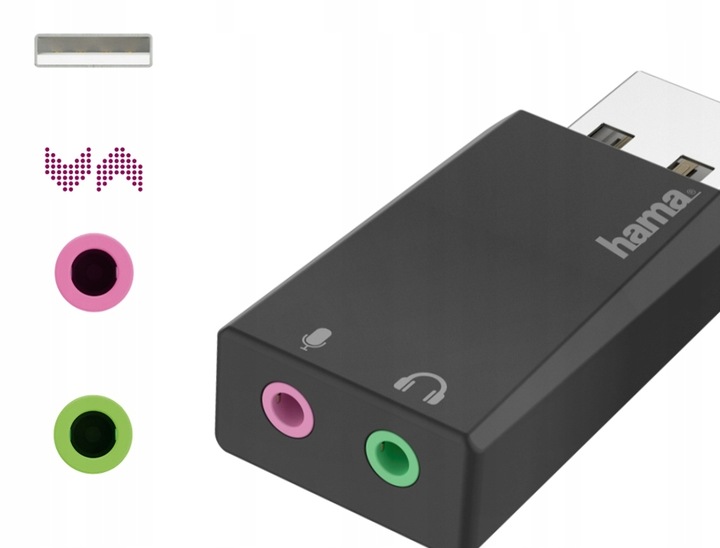 Hama adapter przejściówka USB-A do 2 x JACK 3,5 mm