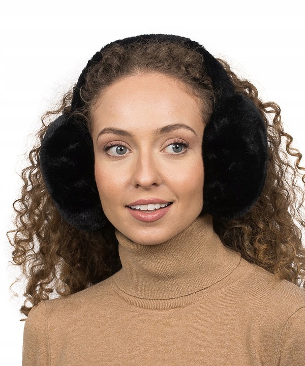 Czarne Nauszniki na uszy Zimowe Klasyczne Słuchawki na zimę Ciepłe