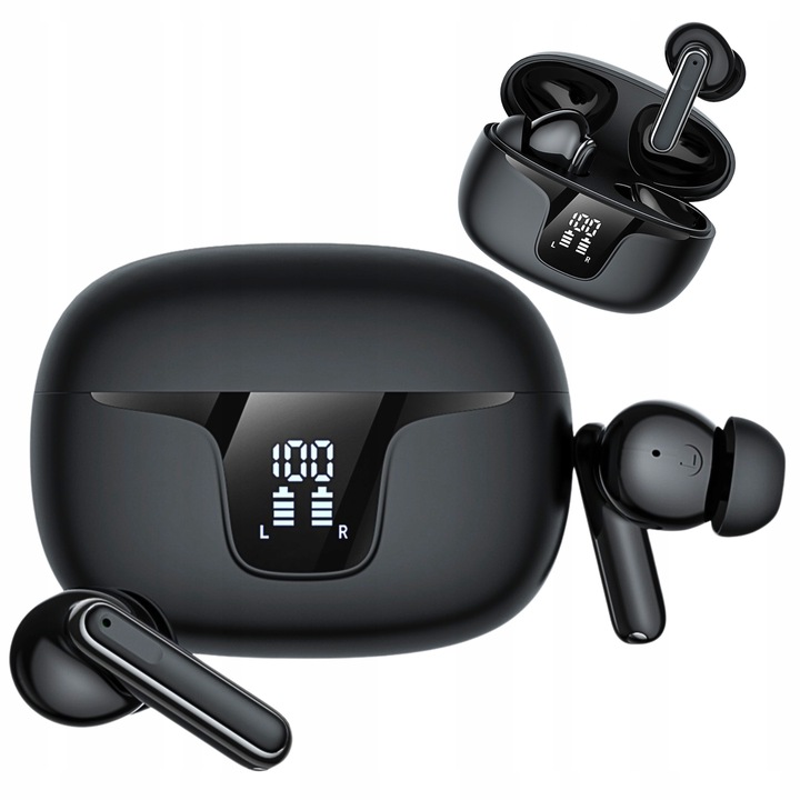 SŁUCHAWKI BEZPRZEWODOWE douszne TWS XY19 WODOODPORNE 2 mikrofony LED EKRAN