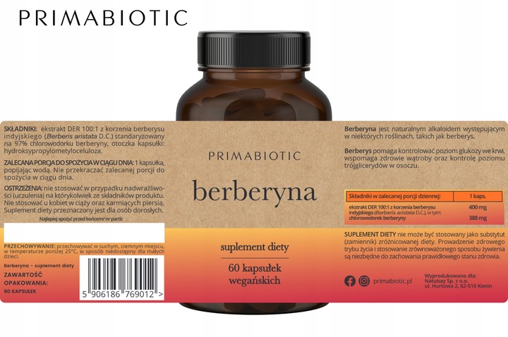 Berberyna Primabiotic 60 kaps.