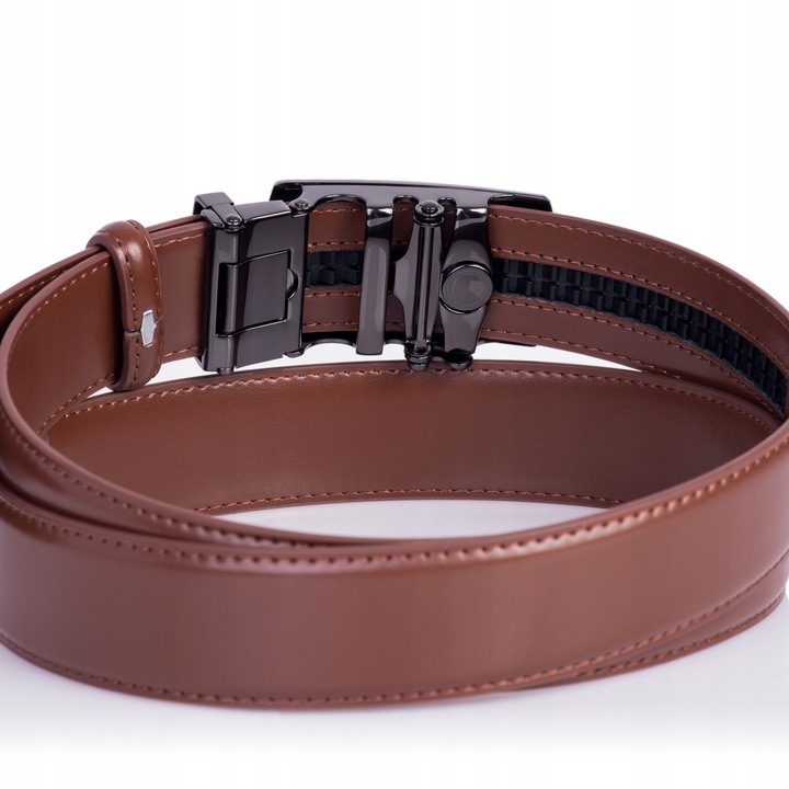 Pasek SKÓRZANY Męski Automat JASNY BRĄZOWY spodni