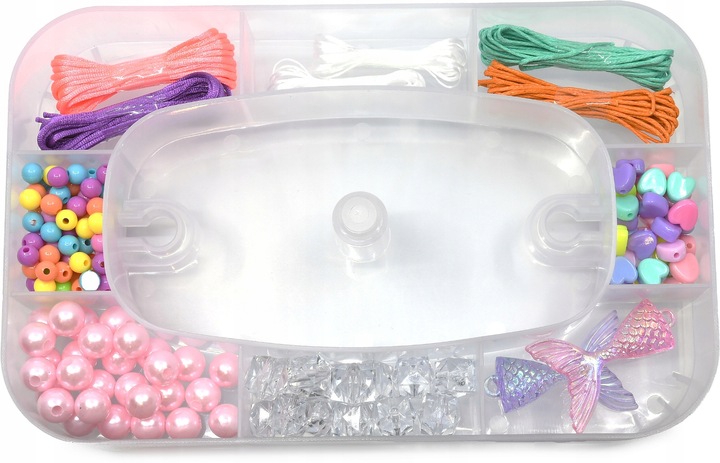 ZESTAW DO TWORZENIA BIŻUTERII BRANSOLETEK KORALIKI KUFEREK Z LUSTERKIEM