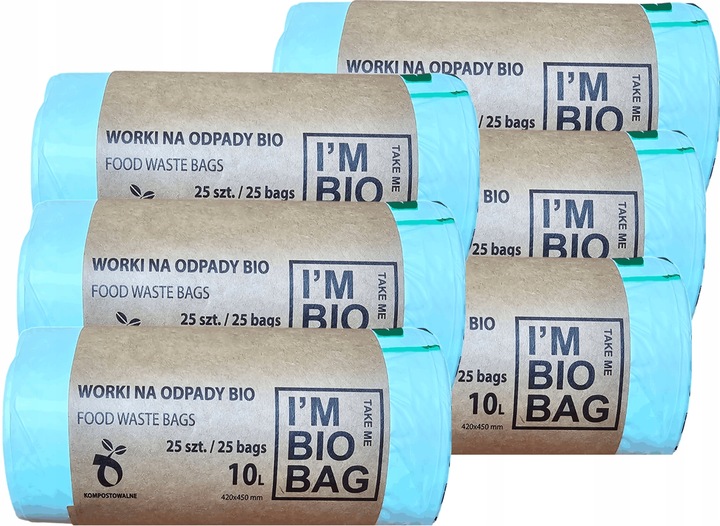 WORKI BIODEGRADOWALNE KOMPOSTOWALNE DO BIOODPADÓW 10L BIO 150szt
