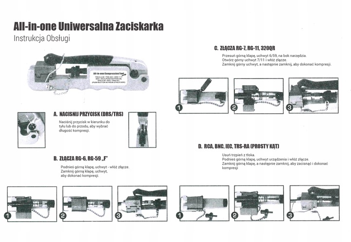 Zaciskarka Uniwersalna PCT AX UCCT 01 do złączy kompresyjnych F BNC