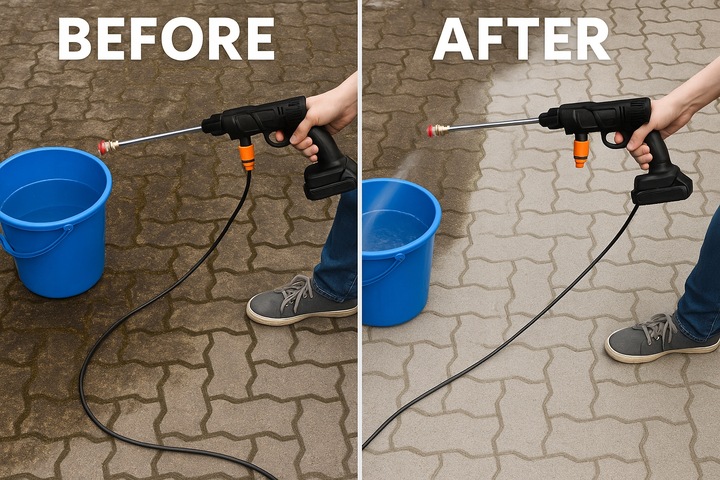 MYJKA BEZPRZEWODOWA CIŚNIENIOWA SAMOCHODOWA AKUMULATOROWA + 2x BATERIA