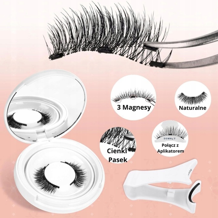 Rzęsy Magnetyczne Bez Kleju i Podrażnień Efekt Objętości+ Aplikator Gratis