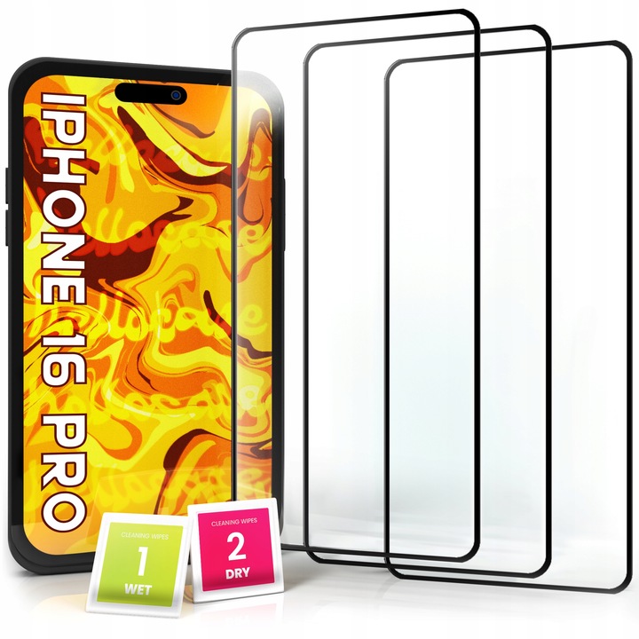 3-PAK Szkło Hartowane do Apple iPhone 16 Pro (na cały ekran, 9H, 5D)