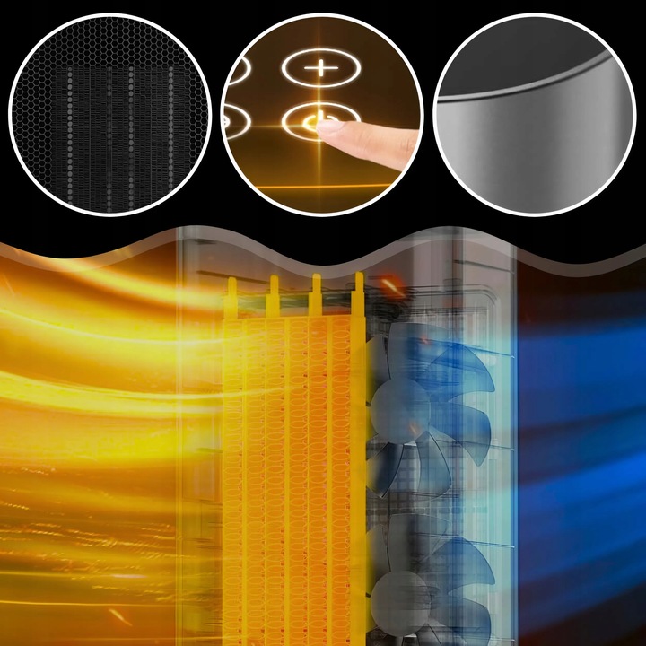 Termowentylator Farelka Cichy 2000W + Timer 4 Tryby Energooszczędny
