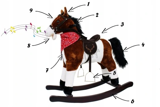 ŚPIEWAJĄCY KOŃ NA BIEGUNACH 74cm DUŻY BUJANY KONIK