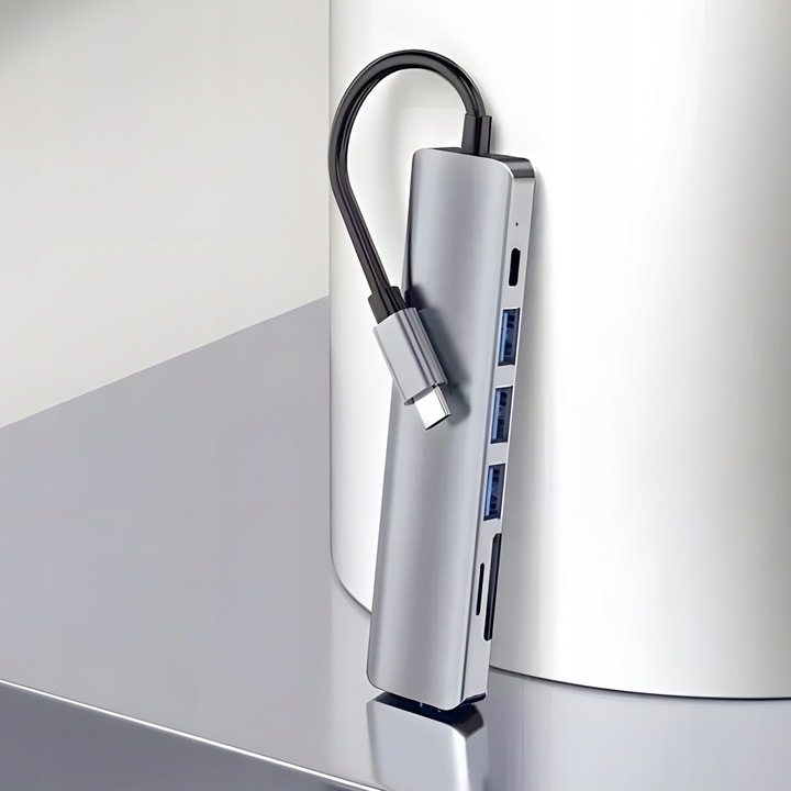 HUB ADAPTER ROZDZIELACZ USB-C 7W1 HDMI USB C 3.0 KART SD MICRO 100W 4K