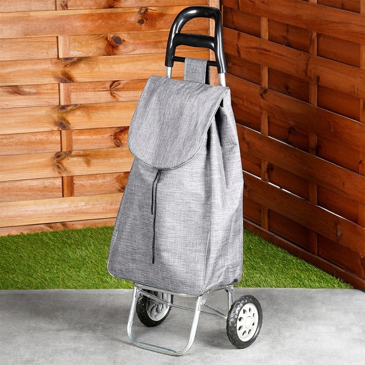 Wózek ZAKUPOWY torba zakupowa szara na kółkach z uchwytem na zakupy