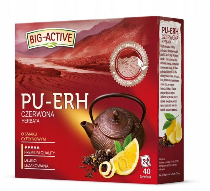 Herbata BIG ACTIVE czerwona PU-ERH cytryna 40tb x3