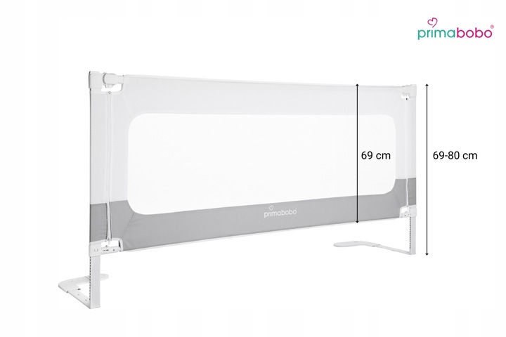 PRIMABOBO Barierka do łózka VELVO 140cm, osłona ochronna dla dzieci