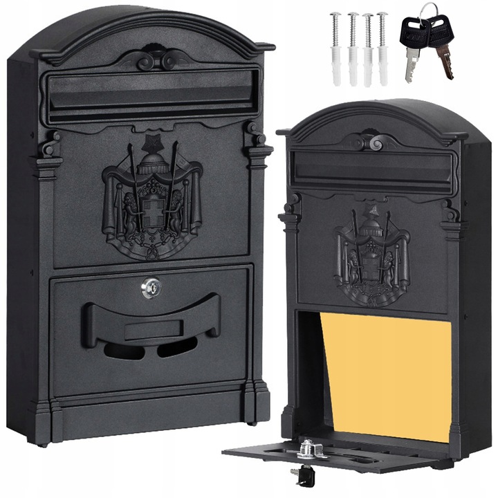 SKRZYNKA POCZTOWA NA LISTY POCZTĘ RUSTYKALNA RETRO VINTAGE CZARNA