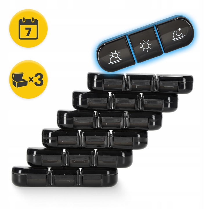 ORGANIZER NA LEKI KASETKA PUDEŁKO POJEMNIK 7 DNI TYGODNIA PORY DNIA