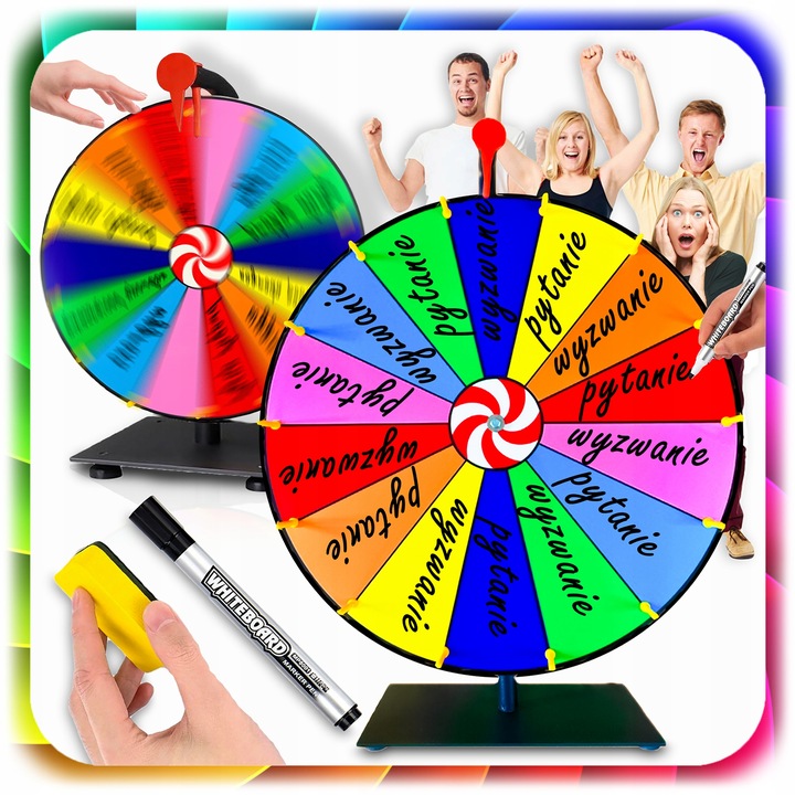 KOŁO FORTUNY SUCHOŚCIERALNE GRA DLA DZIECI LOTERIA IMPREZY 50CM +