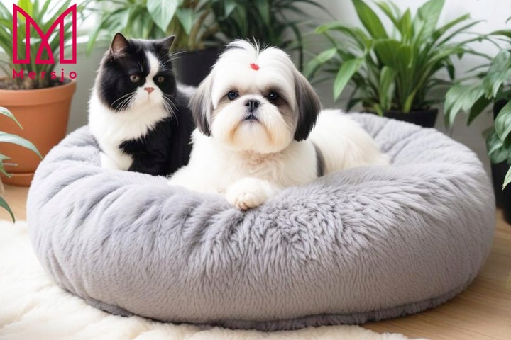 LEGOWISKO PLUSZOWE DLA PSA KOTA posłanie kojec PODUSZKA okrągłe MERSJO