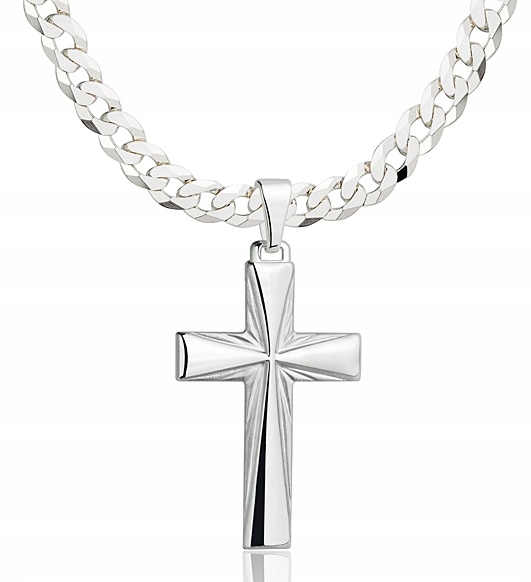 Łańcuszek Męski Srebrny Pancerka 5,00 mm z Krzyżykiem pr 925 Grawer Gratis