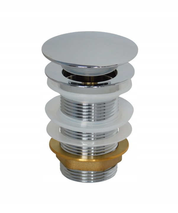 KOREK CHROMOWANY KLIK KLAK UMYWALKOWY AUTOMATYCZNY BEZ PRZELEWU