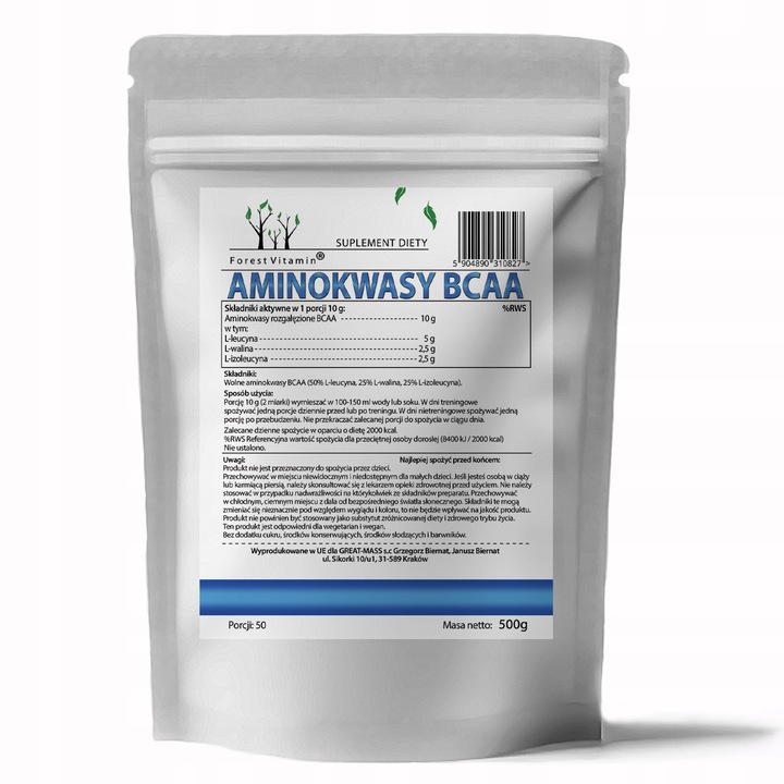 FOREST VITAMIN AMINOKWASY BCAA INSTANT 2:1:1 500g MOCNA REGENERACJA