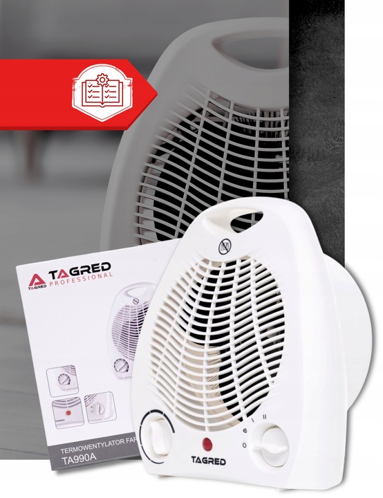 Grzejnik elektryczny Termowentylator Wydajna Farelka z Termostatem 2000W