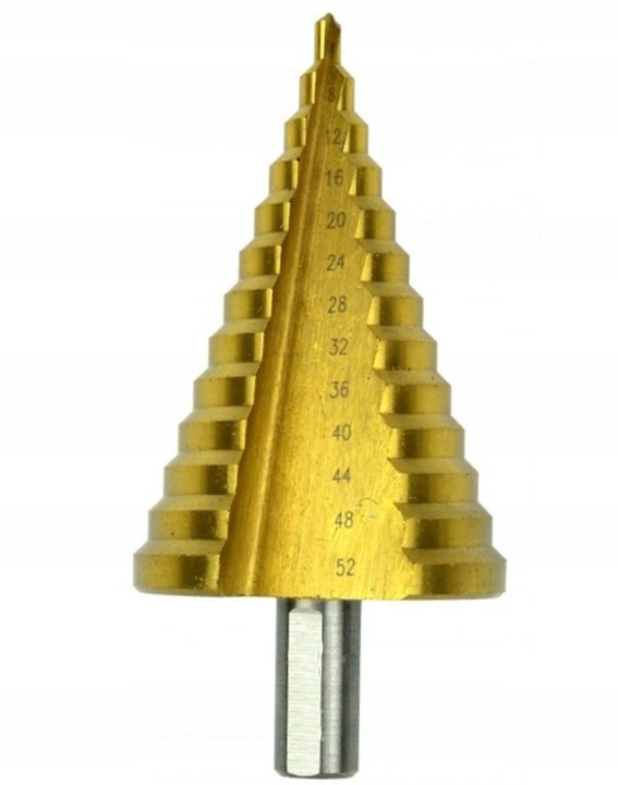 WIERTŁO HSS STOŻKOWE STOPNIOWE CHOINKOWE TYTAN DO METALU 4-52MM