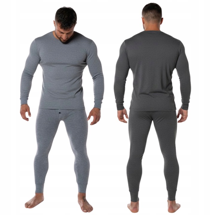 Komplet Kalesony Podkoszulek Bawełniany Ocieplany Męski Zimowy Ciepły