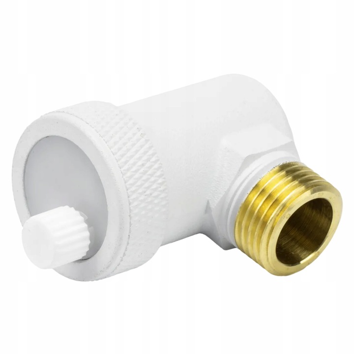 ODPOWIETRZNIK AUTOMATYCZNY AUTOMAT 1/2" CALA KĄTOWY BOCZNY BIAŁY