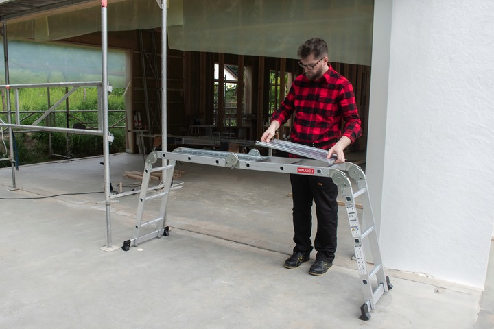 Drabina aluminiowa składana przegubowa wielofunkcyjna 4x3 + podest