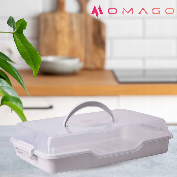 POJEMNIK PLASTIKOWY NA CIASTO WYPIEKI TORT PUDEŁKO Z POKRYWĄ i UCHWYT