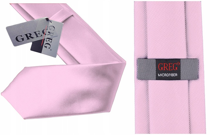 MIKROFIBRA Krawat Męski Różowy w Groszki GREG g146