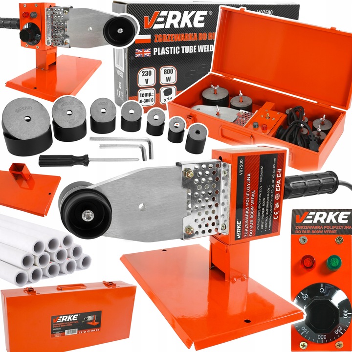 ZGRZEWARKA POLIFUZYJNA DO ZGRZEWANIA RUR PP PCV 800W MOCNA + MATRYCE ZESTAW