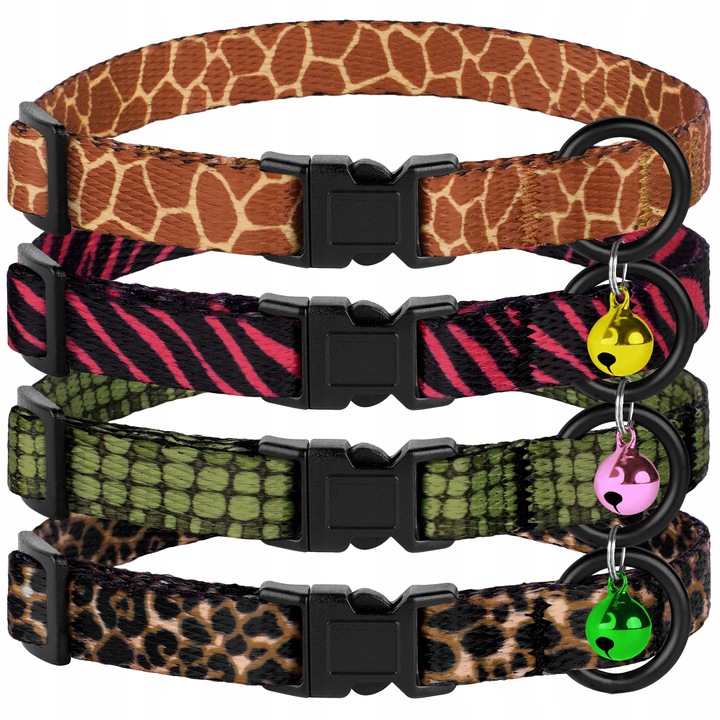 Obroża dla Kota z Dzwonkiem, Wzór Lampart + Identyfikator z Grawerem