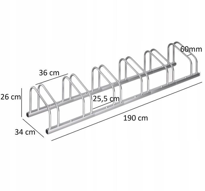 STOJAK NA ROWERY 6 ROWERÓW ROWEROWY 190x34x26cm
