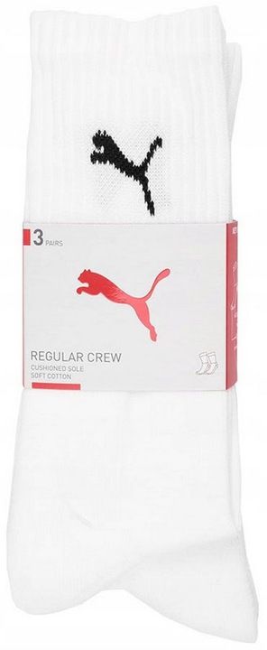 PUMA PREMIUM REGULAR CREW SKARPETY DŁUGIE BIAŁE 3-PAK 35/38