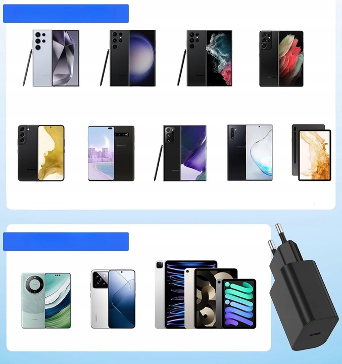 Szybka ładowarka PD 45W do Samsung itp z kablem USB-C 2m Szybkie ładowanie