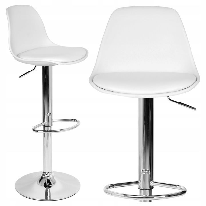 Hoker Krzesło Barowe Obrotowe Ekoskóra Regulowane Tapicerowane