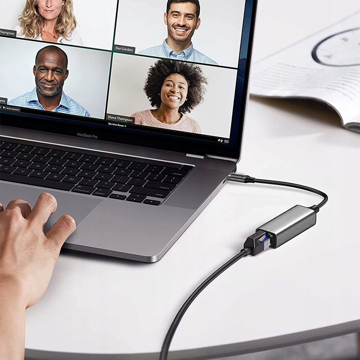 ADAPTER PRZEJŚCIÓWKA USB-C ETHERNET LAN RJ45 HUB KARTA SIECIOWA 1000MBPS