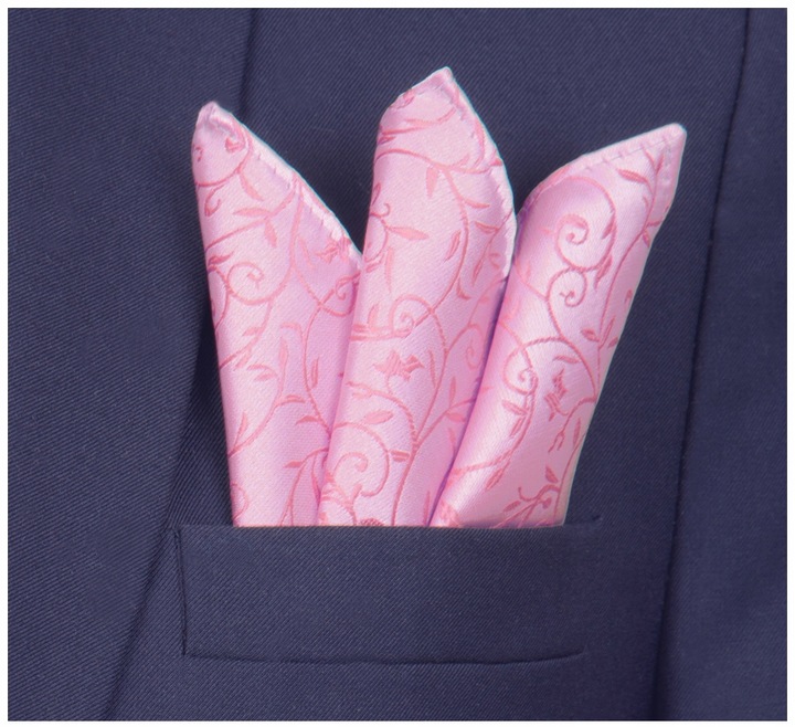 ŻAKARDOWY KRAWAT + POSZETKA Wypustka Męska do Garnituru Mikrofibra