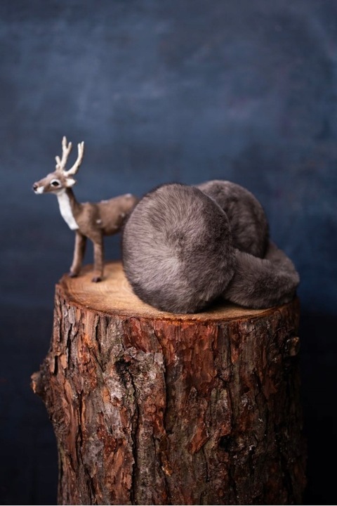 Futrzane nauszniki Keyla - dla dzieci, damskie, zimowe Szary