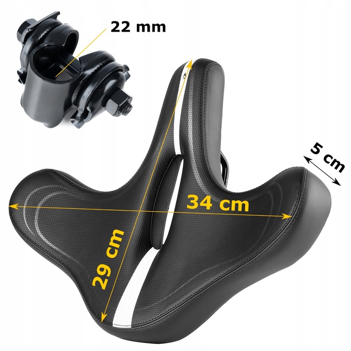 Siodełko Rowerowe Wygodne Amortyzowane Szerokie Ergonomiczne Miękka Pianka