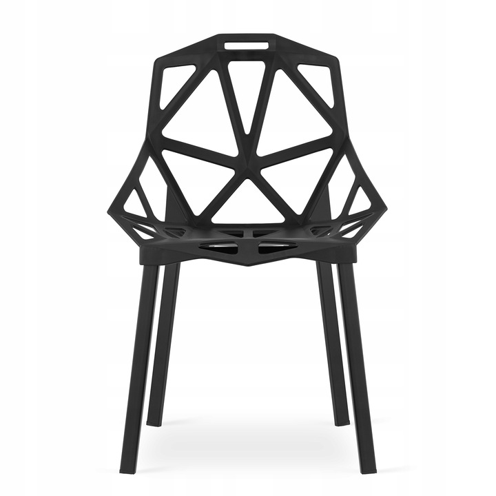 Krzesło do Salonu Jadalni Nowoczesne Czarne LOFT Ażurowe Geometryczne