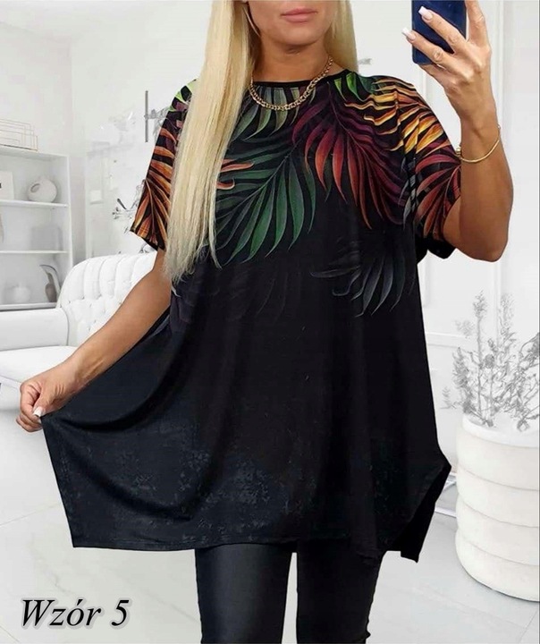 LUŹNA KOBIECA TUNIKA BLUZKA PLUS SIZE V dekolt XL/XXL różne wzory mix 702