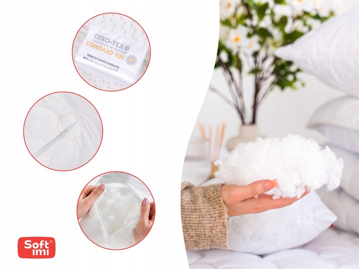 2X PODUSZKA ANTYALERGICZNA 45X45 PIKOWANA GRUBA NA ZAMEK JASIEK DO