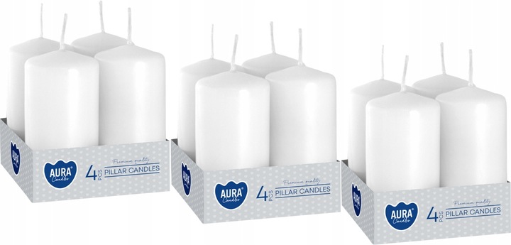 Świeca walec BISPOL Aura 9H 8CM SW40/80 BIAŁA 12szt. (3x4szt.)