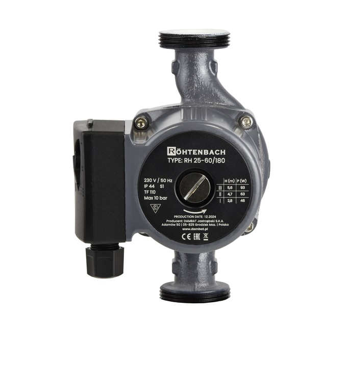 POMPA OBIEGOWA CYRKULACYJNA 3 BIEGOWA 25-60/180 CO CWU WYDAJNA 25-6 ZESTAW